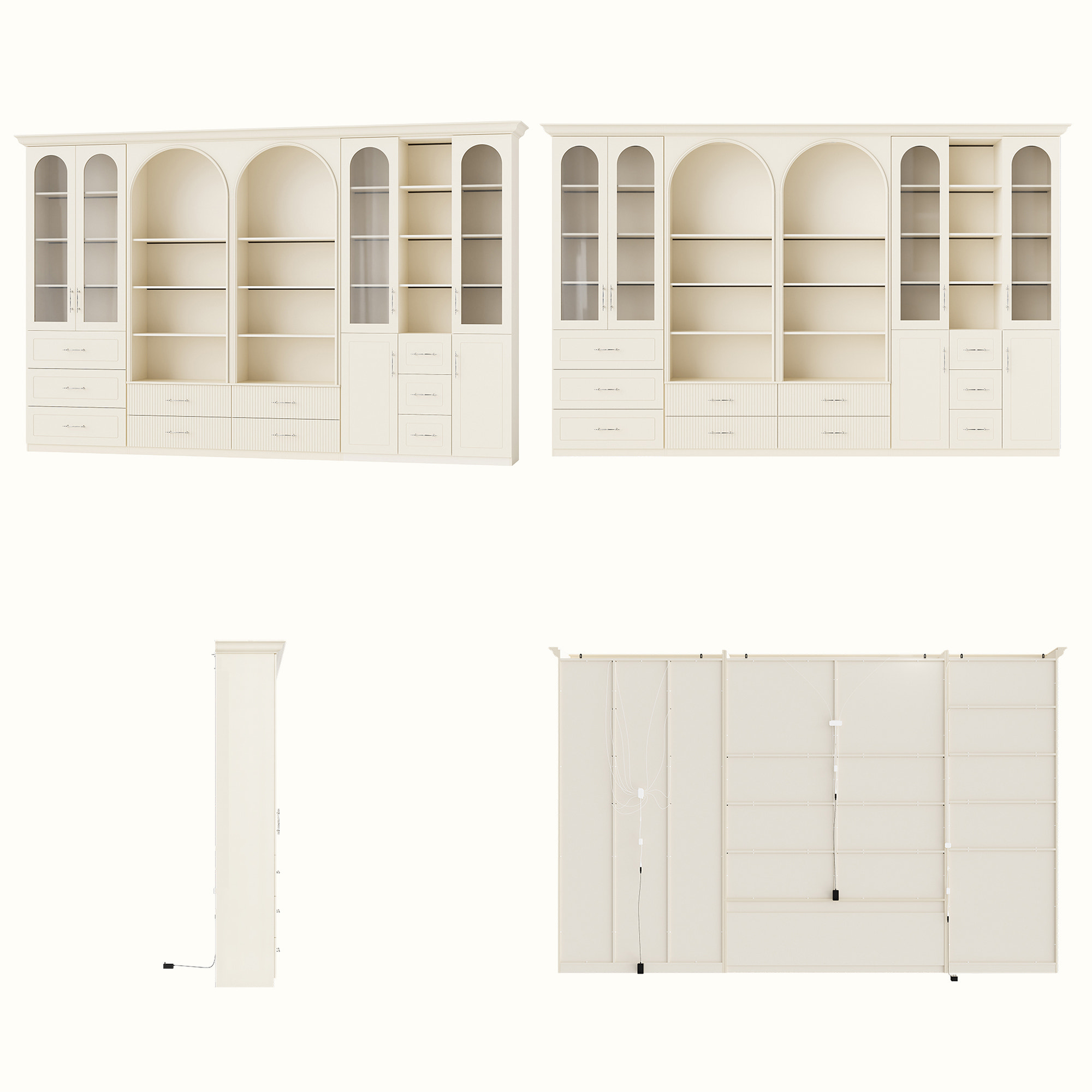 Grand Arched Modular Storage Display Wall Unit with Integrated Lighting
