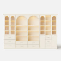 Grand Arched Modular Storage Display Wall Unit with Integrated Lighting