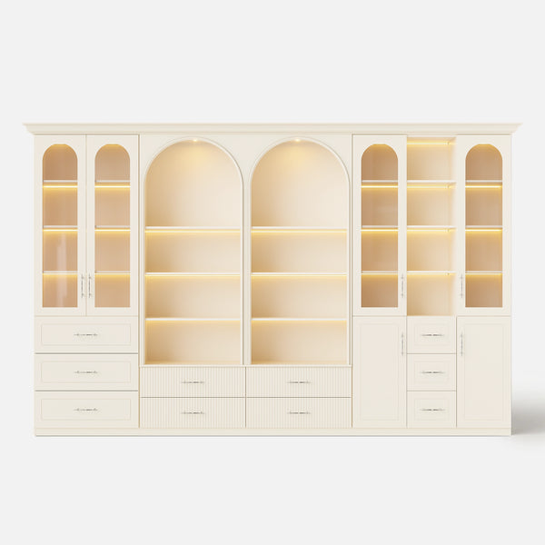Grand Arched Modular Storage Display Wall Unit with Integrated Lighting