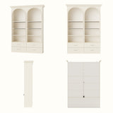 Arched Display Cabinet with Open Shelving, Drawers and Integrated Lighting