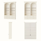 Arched Display Cabinet with Open Shelving, Drawers and Integrated Lighting