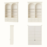 Arched Display Cabinet with Open Shelving, Drawers and Integrated Lighting