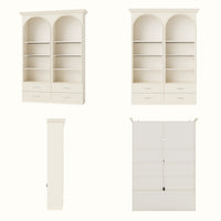 Arched Display Cabinet with Open Shelving, Drawers and Integrated Lighting