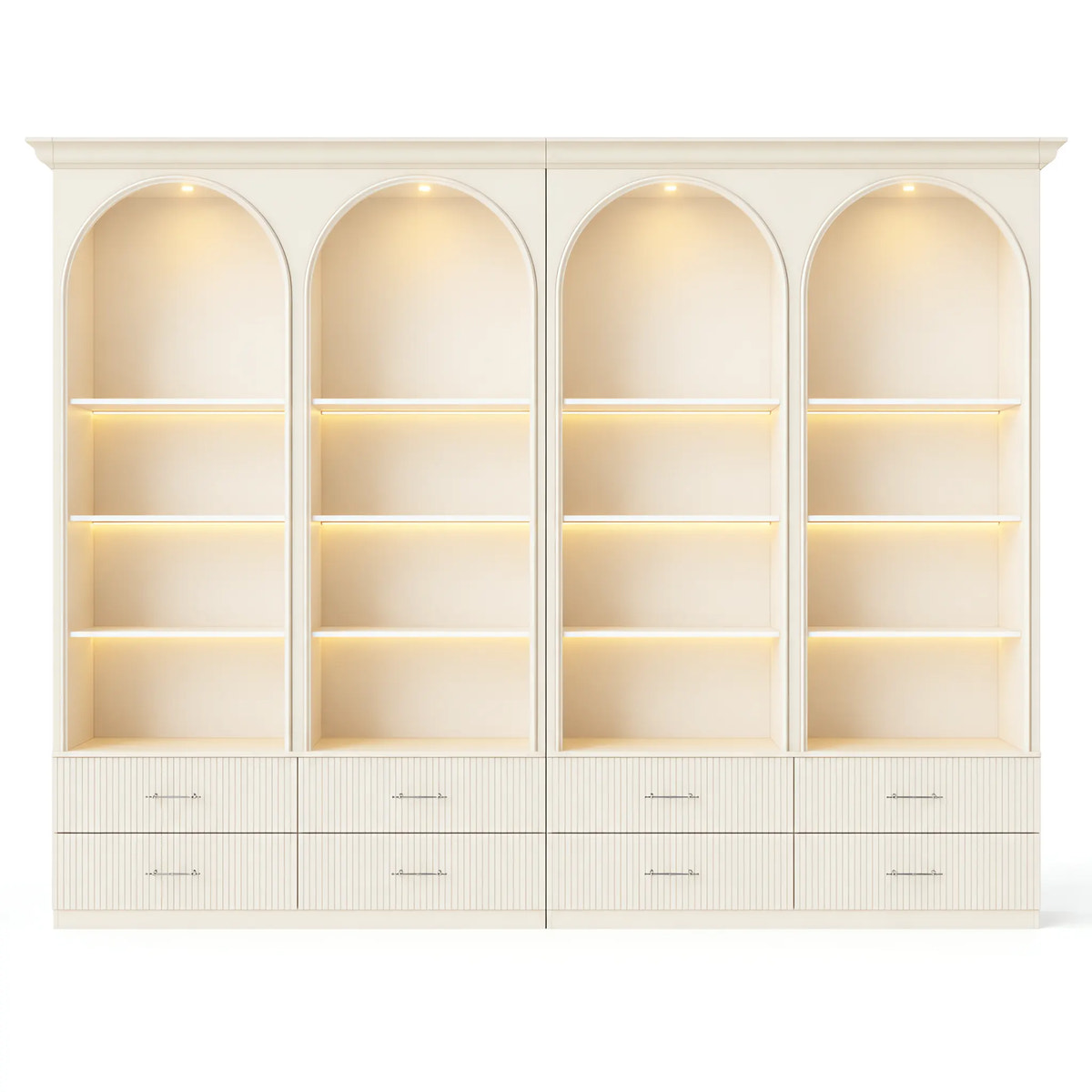 Arched Open Shelving Display Cabinet Set of 2