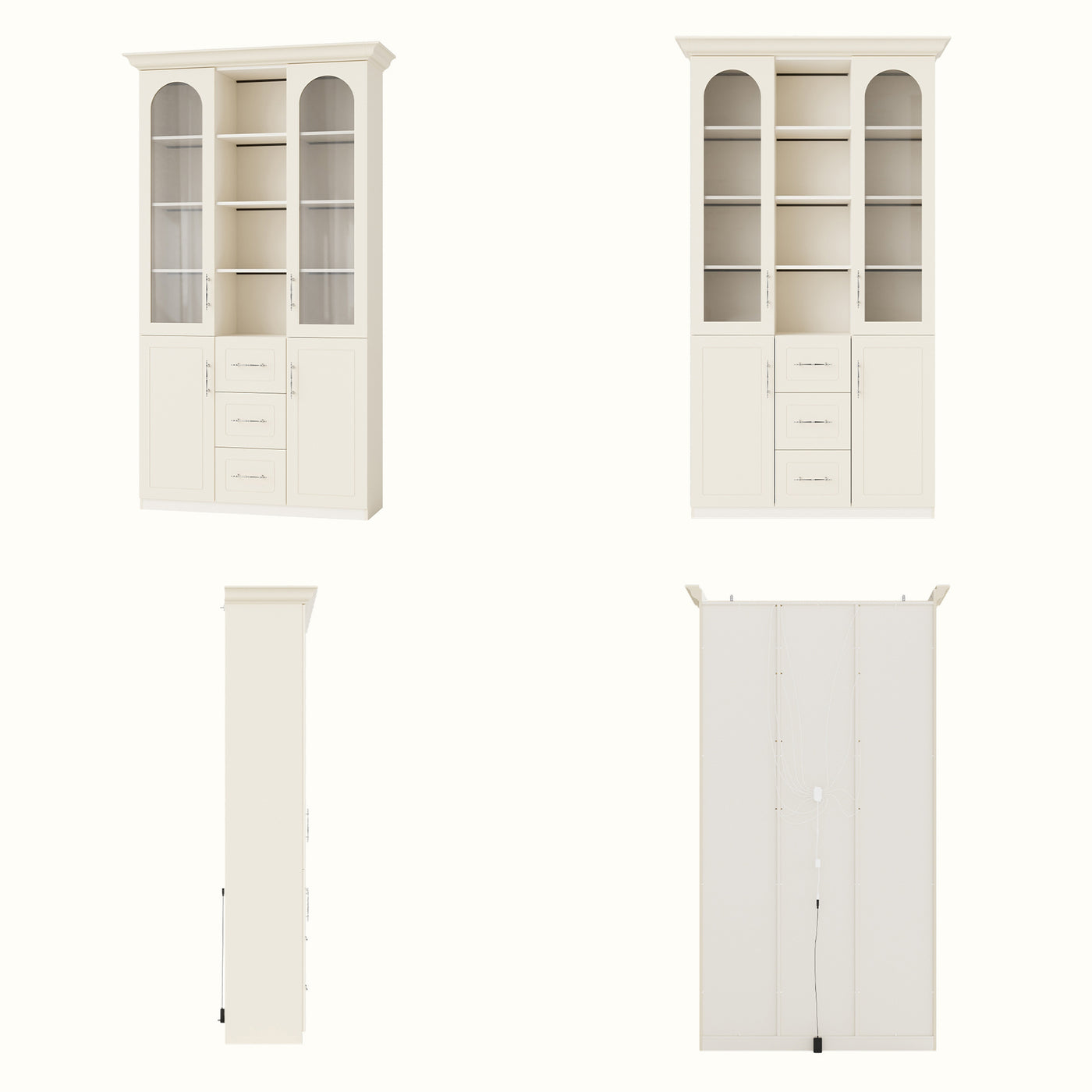 Arched Display Cabinet with Mixed Storage and Integrated Lighting
