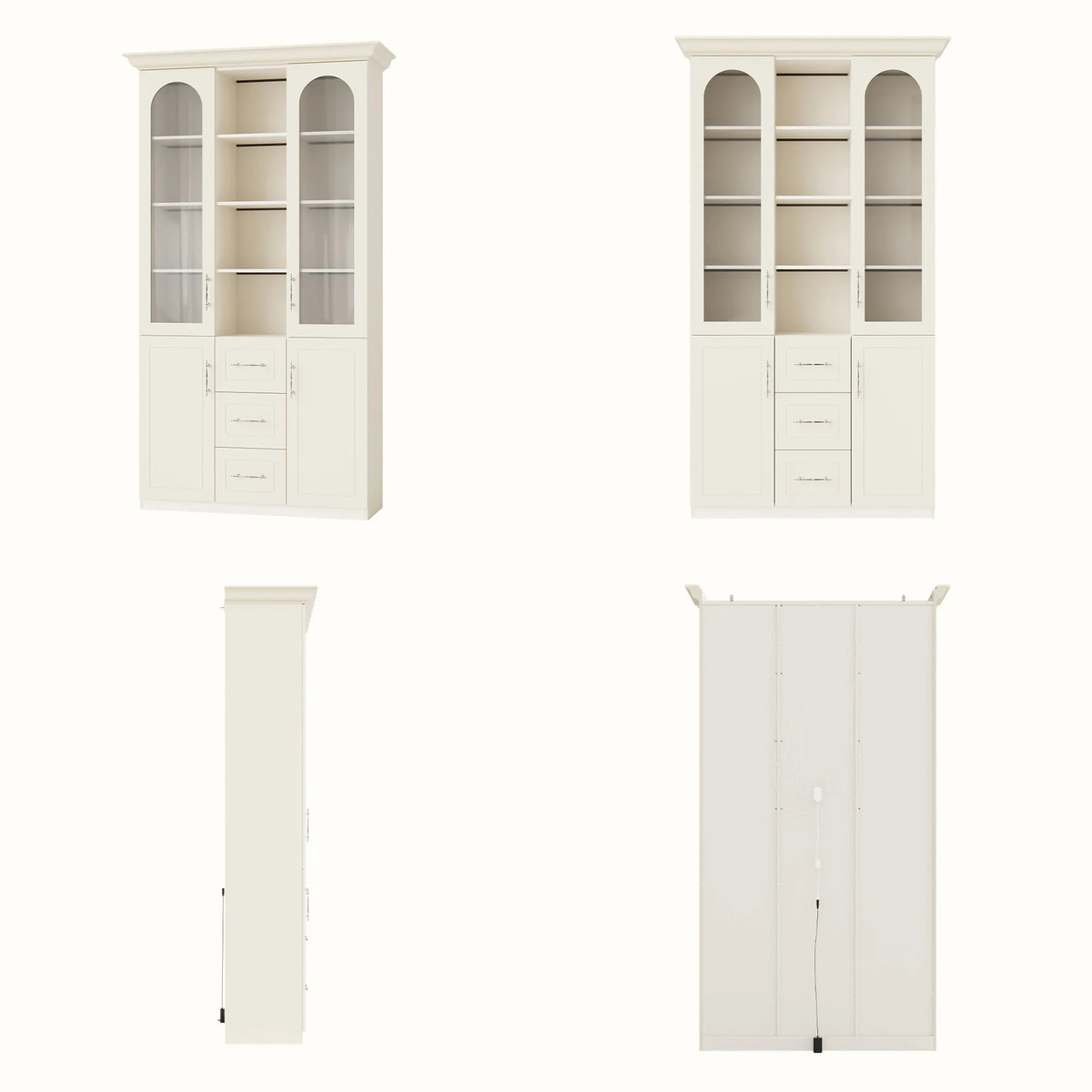 Arched Display Cabinet with Mixed Storage and Integrated Lighting
