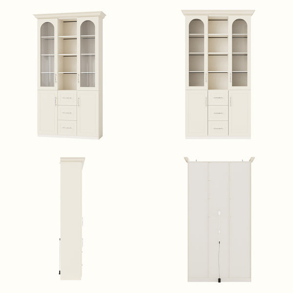 Arched Display Cabinet with Mixed Storage and Integrated Lighting