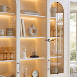 Arched Display Cabinet with Mixed Storage and Integrated Lighting