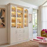 Arched Display Cabinet with Mixed Storage and Integrated Lighting