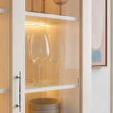 Arched Display Cabinet with Mixed Storage and Integrated Lighting