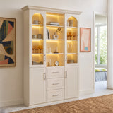 Arched Display Cabinet with Mixed Storage and Integrated Lighting