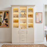Arched Display Cabinet with Mixed Storage and Integrated Lighting