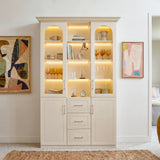 Arched Display Cabinet with Mixed Storage and Integrated Lighting