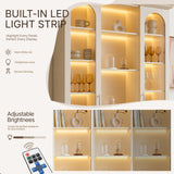 Arched Display Cabinet with Mixed Storage and Integrated Lighting