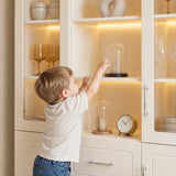 Arched Display Cabinet with Mixed Storage and Integrated Lighting