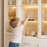 Arched Display Cabinet with Mixed Storage and Integrated Lighting