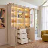 Arched Display Cabinet with Mixed Storage and Integrated Lighting