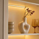Arched Display Cabinet with Mixed Storage and Integrated Lighting