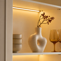 Arched Display Cabinet with Mixed Storage and Integrated Lighting