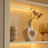 Arched Display Cabinet with Mixed Storage and Integrated Lighting