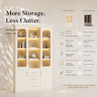Arched Display Cabinet with Mixed Storage and Integrated Lighting