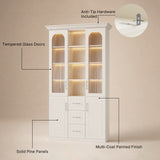 Arched Display Cabinet with Mixed Storage and Integrated Lighting
