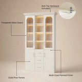 Arched Display Cabinet with Mixed Storage and Integrated Lighting