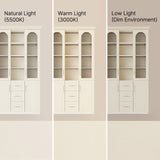 Arched Display Cabinet with Mixed Storage and Integrated Lighting