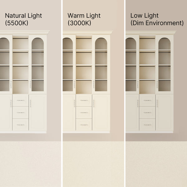 Arched Display Cabinet with Mixed Storage and Integrated Lighting