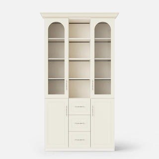 Arched Display Cabinet with Mixed Storage and Integrated Lighting