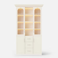Arched Display Cabinet with Mixed Storage and Integrated Lighting