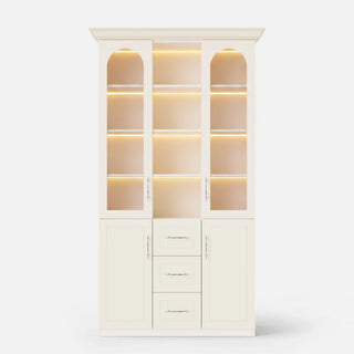 Arched Display Cabinet with Mixed Storage and Integrated Lighting