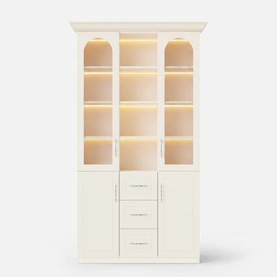 Arched Display Cabinet with Mixed Storage and Integrated Lighting