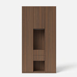 3-Door Display Storage Cabinet with Drawers-Brown