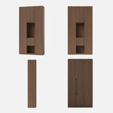 3-Door Display Storage Cabinet with Drawers-Brown