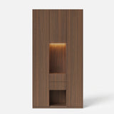 3-Door Display Storage Cabinet with Drawers-Brown