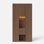 3-Door Display Storage Cabinet with Drawers-Brown