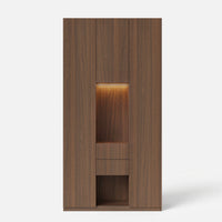 3-Door Display Storage Cabinet with Drawers-Brown