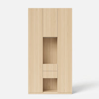3-Door Display Storage Cabinet with Drawers-Natural