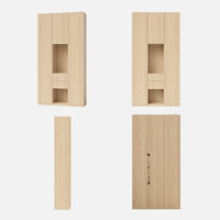 3-Door Display Storage Cabinet with Drawers-Natural
