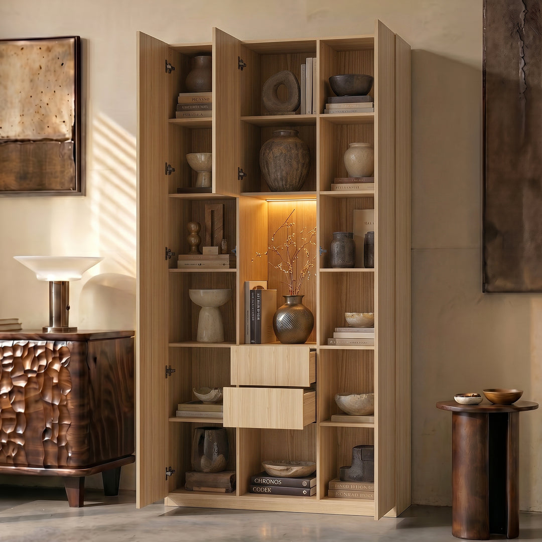 Glass Display Cabinet with 3 Drawers