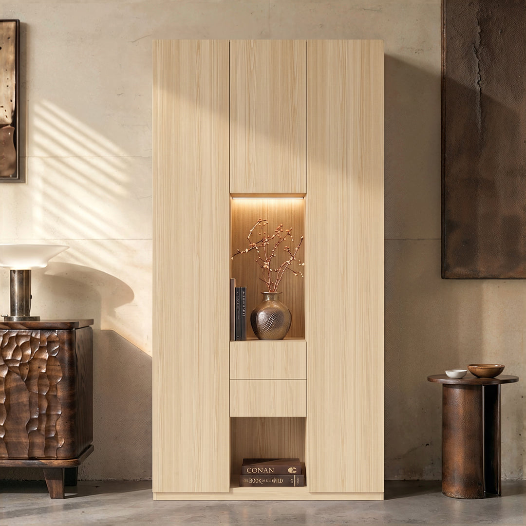 Glass Display Cabinet with 3 Drawers