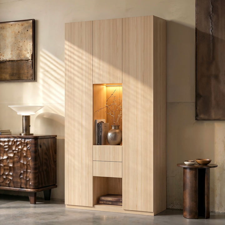 Glass Display Cabinet with 3 Drawers