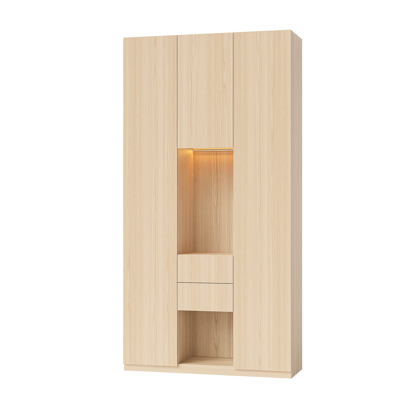 Glass Display Cabinet with 3 Drawers-Natural