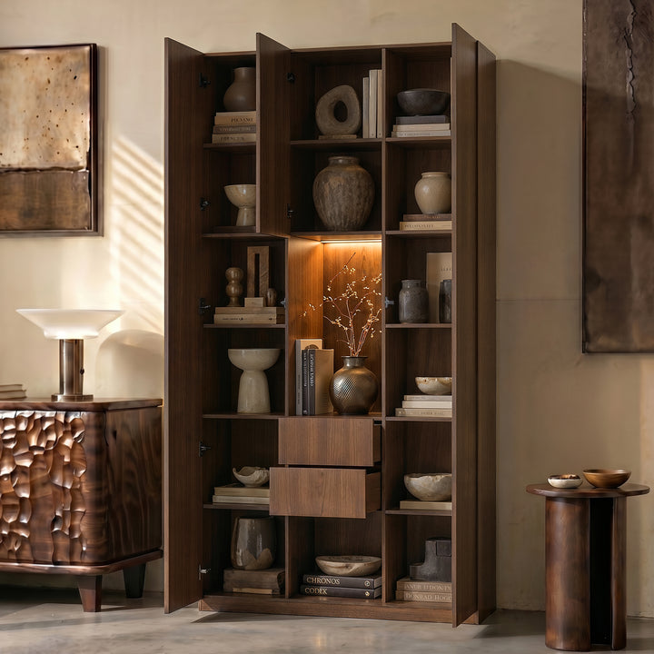 Glass Display Cabinet with 3 Drawers