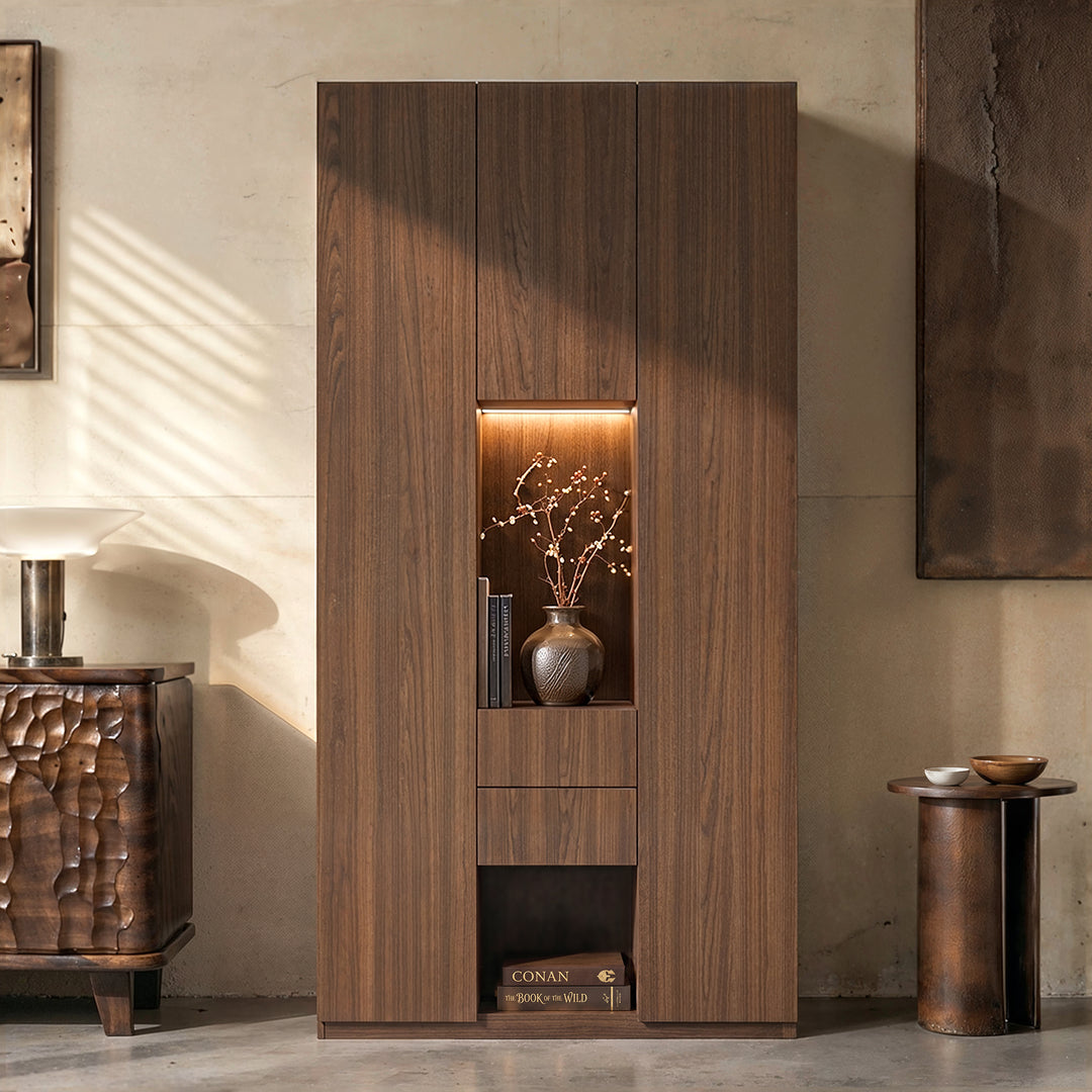 Glass Display Cabinet with 3 Drawers