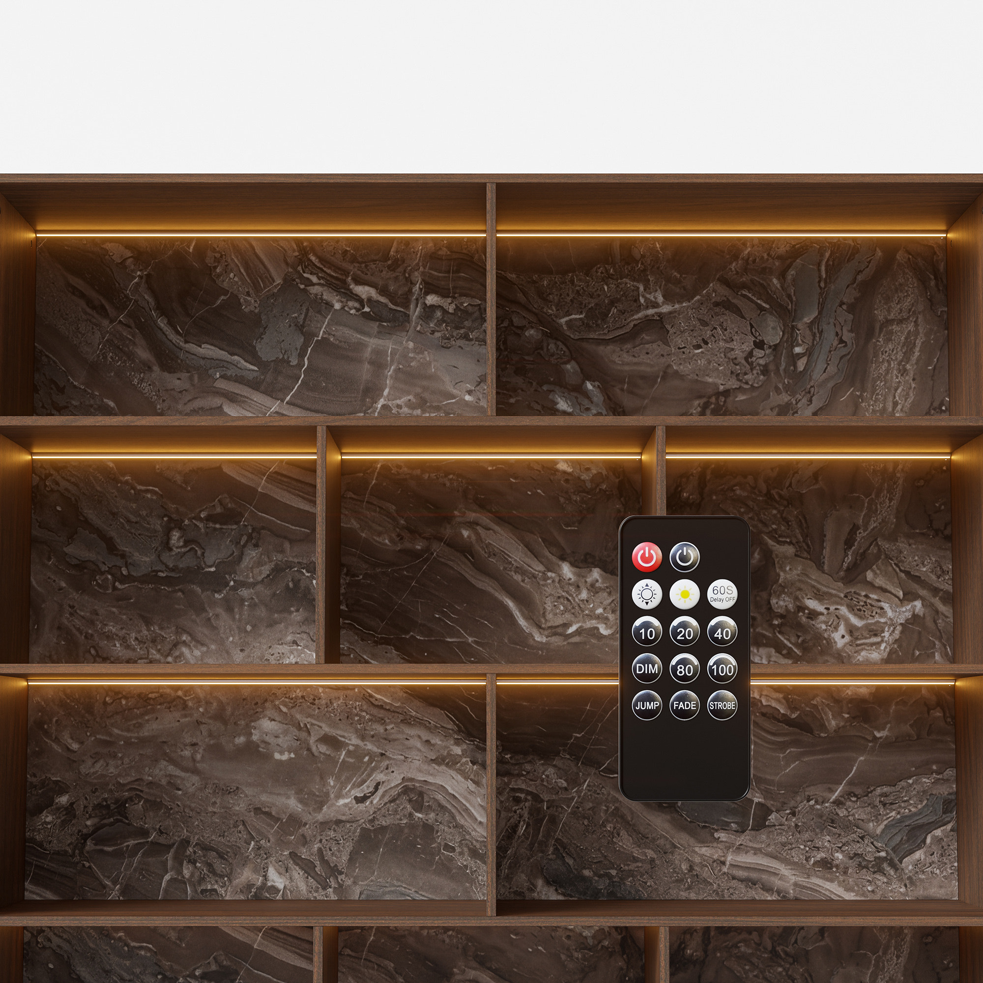 Modular Display Cabinet Set with Drawers-Brown