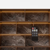Modular Display Cabinet Set with Drawers-Brown