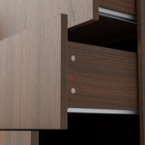 Modular Display Cabinet Set with Drawers-Brown