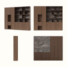 Modular Display Cabinet Set with Drawers-Brown